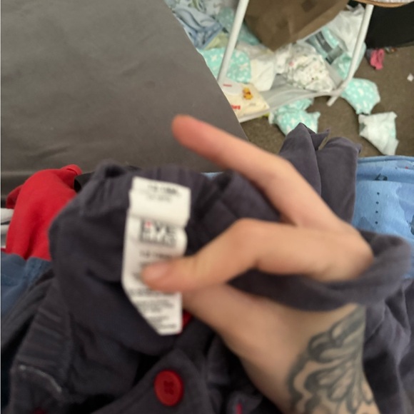 Dark Blue Overalls with Red Buttons - Picture 2 of 2